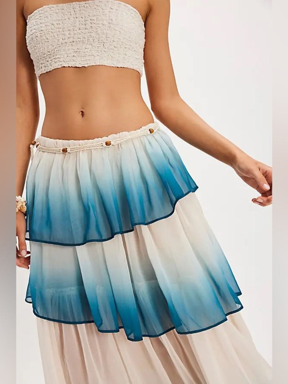 Free People Dip Into The Tiers Maxi Skirt Size S - Picture 3 of 6
